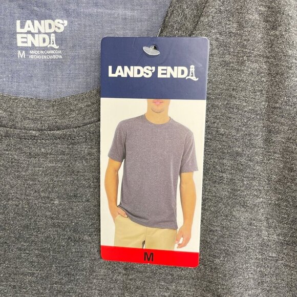 NEW Lands' End Men's M Stretch Polyester Classic Fit Dark Gray T-Shirt - Picture 6 of 7